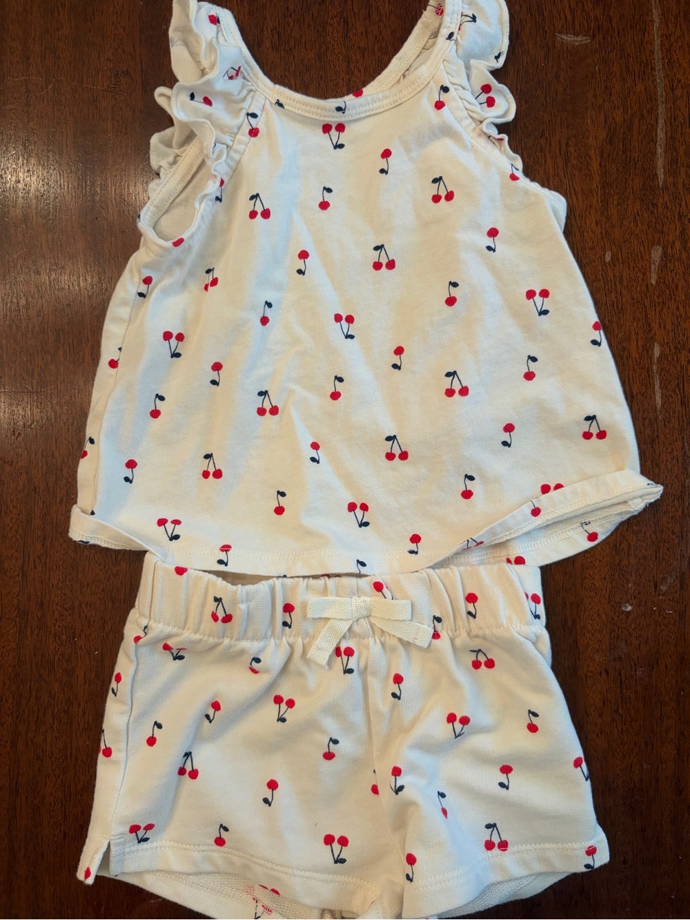 Carter's White Tank & Shorts Set with Red Cherry Print